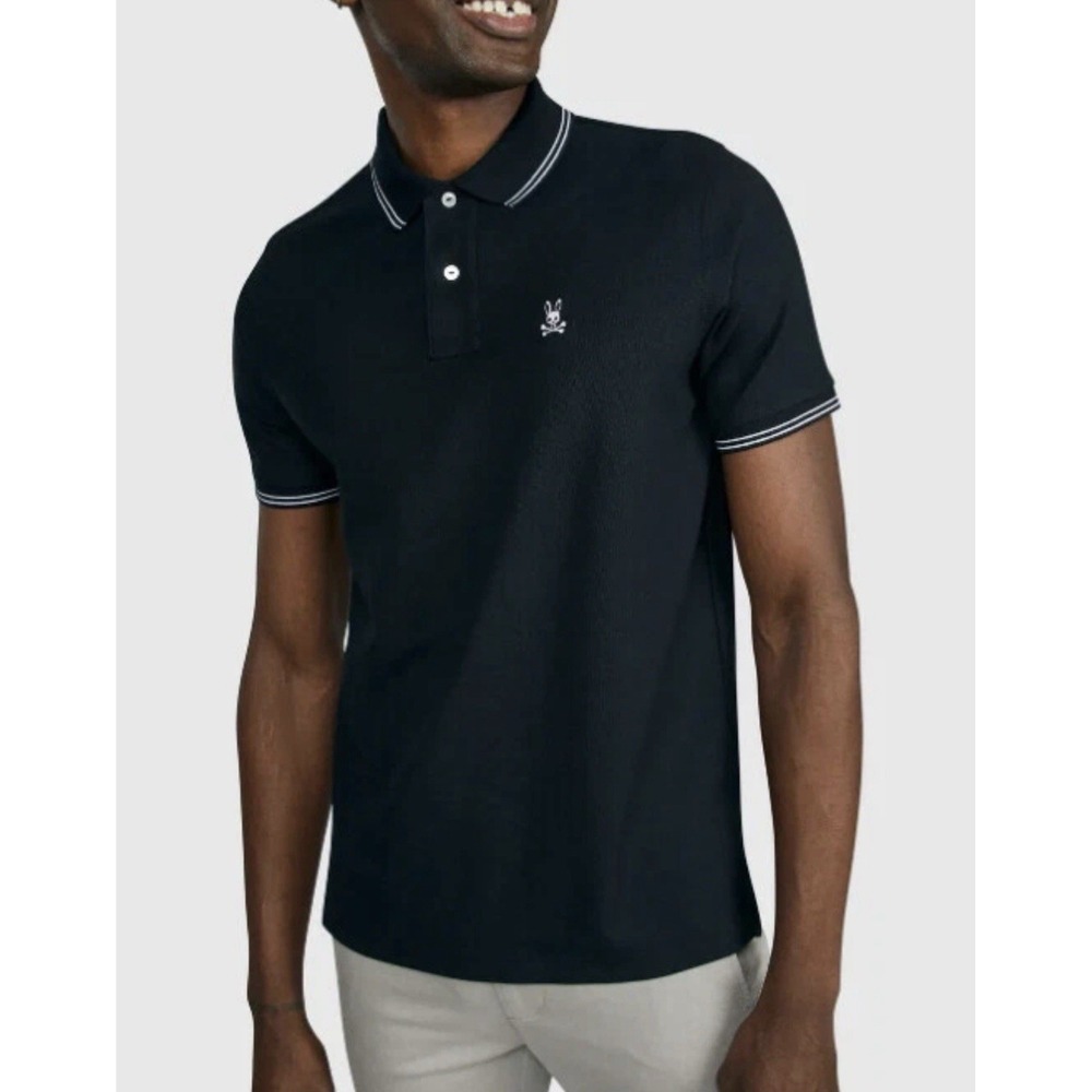 Psycho Bunny Logan Polo Short Sleeve Mens Size 3XL (9) Black Jersey Mesh Cotton